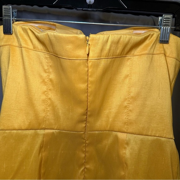 Badgley Mischka Strapless Yellow Cocktail Party Wedding Guest Dress Size - Picture 5 of 10